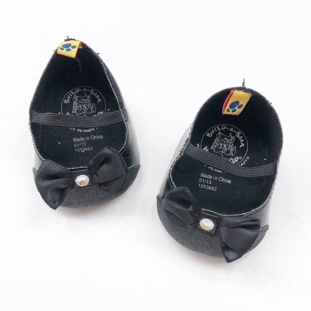 Build-A-Bear black patent bow heels